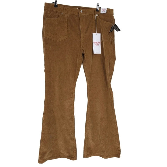 Celebrity Pink Pants - Celebrity Pink Porkchop Flare Corduroy Pants Camel Brown Mid Rise 21 / 35